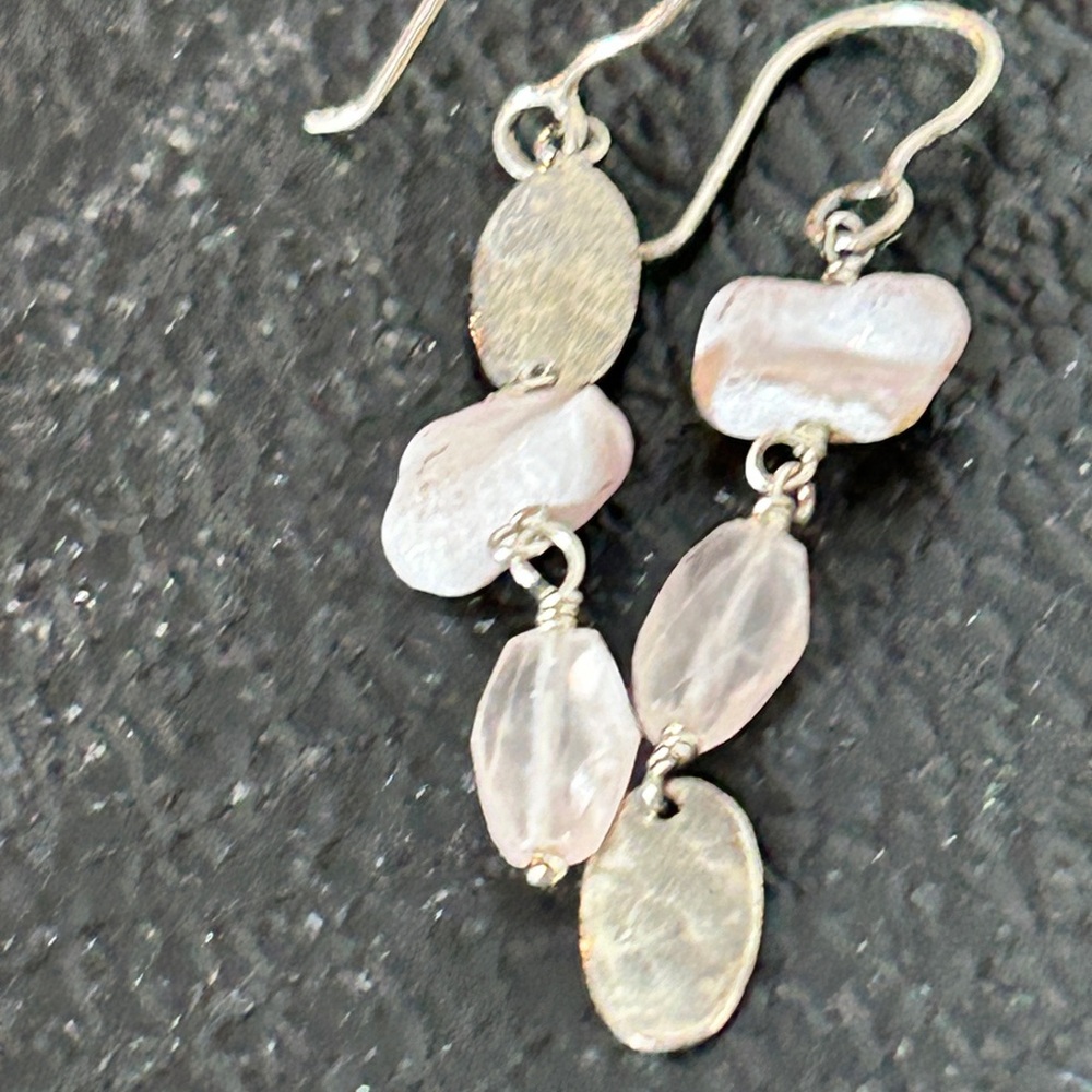 Elegant Pink Stone Dangle Earrings